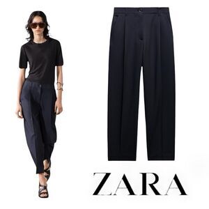 ZARA | Navy | PLEATED BALLOON PANTS ZW COLLECTION